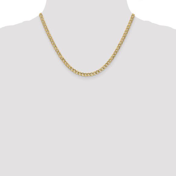 4.3mm, 10k Yellow Gold Hollow Curb Link Chain Necklace, 18 Inch